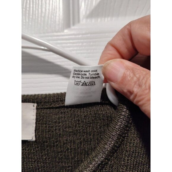 Fiesole Mens Italian Made Dark Olive Green Wool Blend Vneck Sweater Size Large - Picture 5 of 9